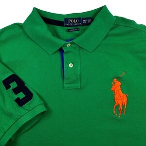 Polo Ralph Lauren Custom Fit Short Sleeve Polo Big Pony 3 Green Mens XXL FLAW